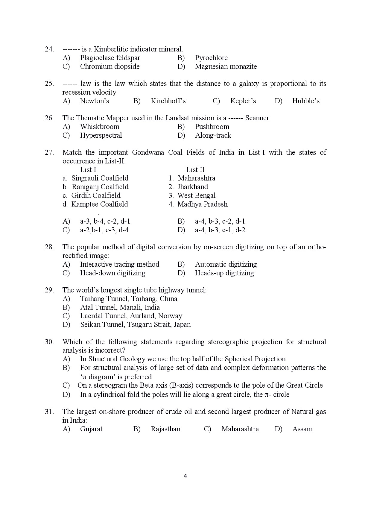 Kerala SET Geology Exam Question Paper July 2022 4