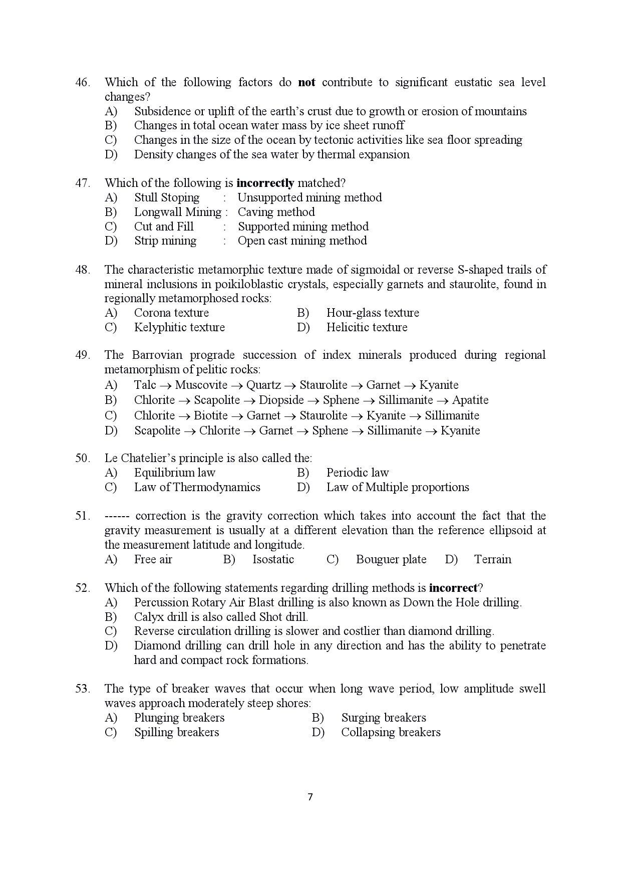 Kerala SET Geology Exam Question Paper July 2022 7
