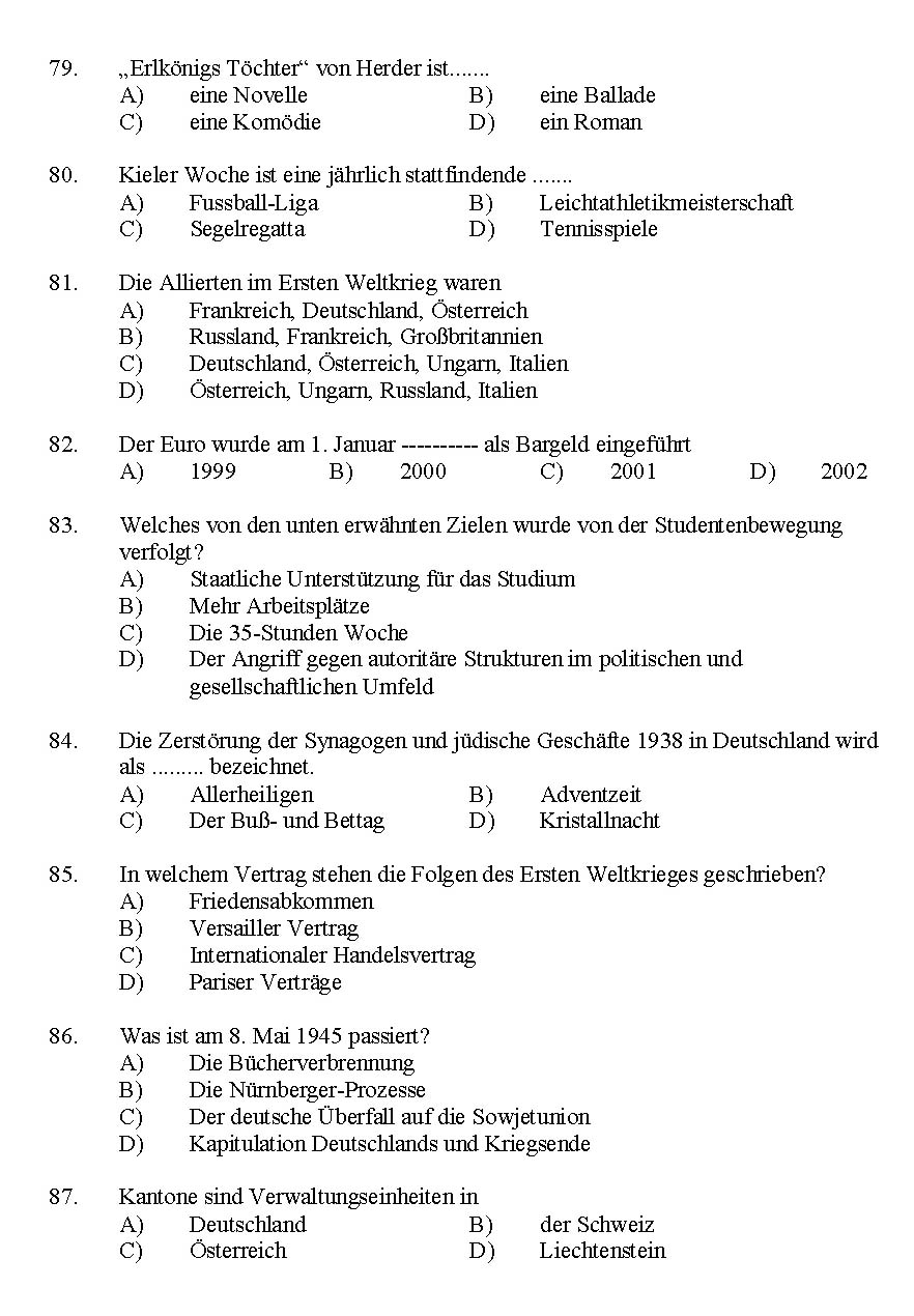 Kerala SET German Exam 2014 Question Code 14212 11