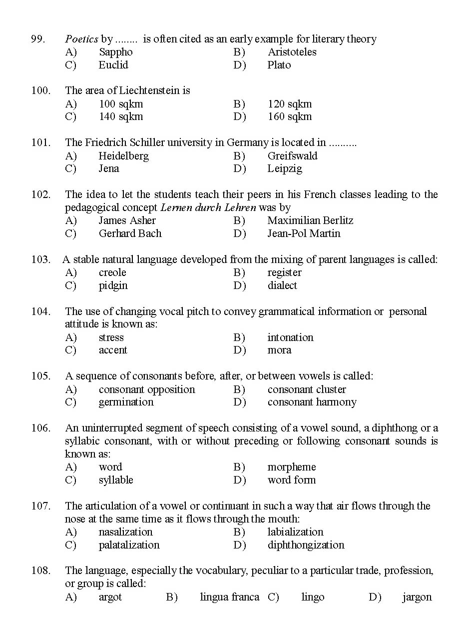 Kerala SET German Exam 2014 Question Code 14212 13