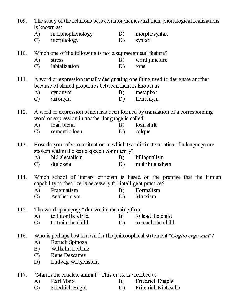 Kerala SET German Exam 2014 Question Code 14212 14