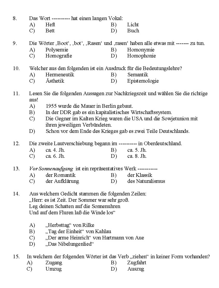 Kerala SET German Exam 2014 Question Code 14212 2