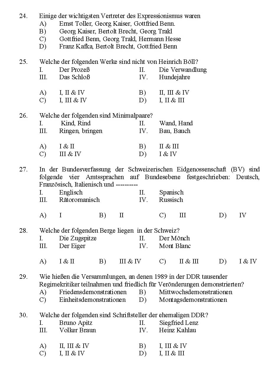 Kerala SET German Exam 2014 Question Code 14212 4