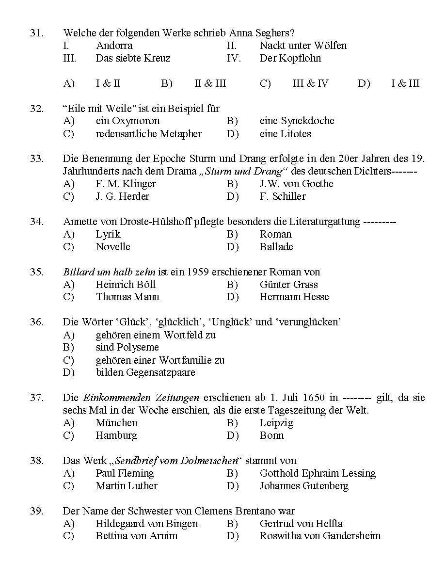 Kerala SET German Exam 2014 Question Code 14212 5