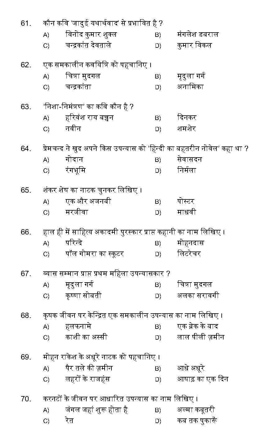 Kerala SET Hindi Exam 2011 Question Code 91113 7