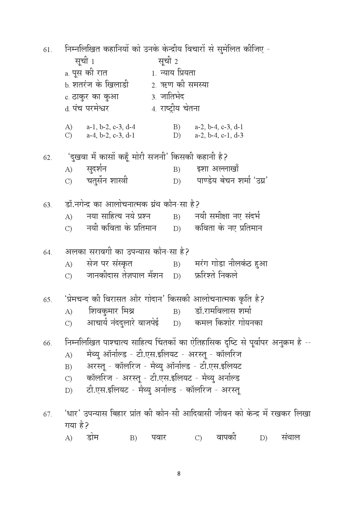 Kerala SET Hindi Exam Question Paper July 2022 8