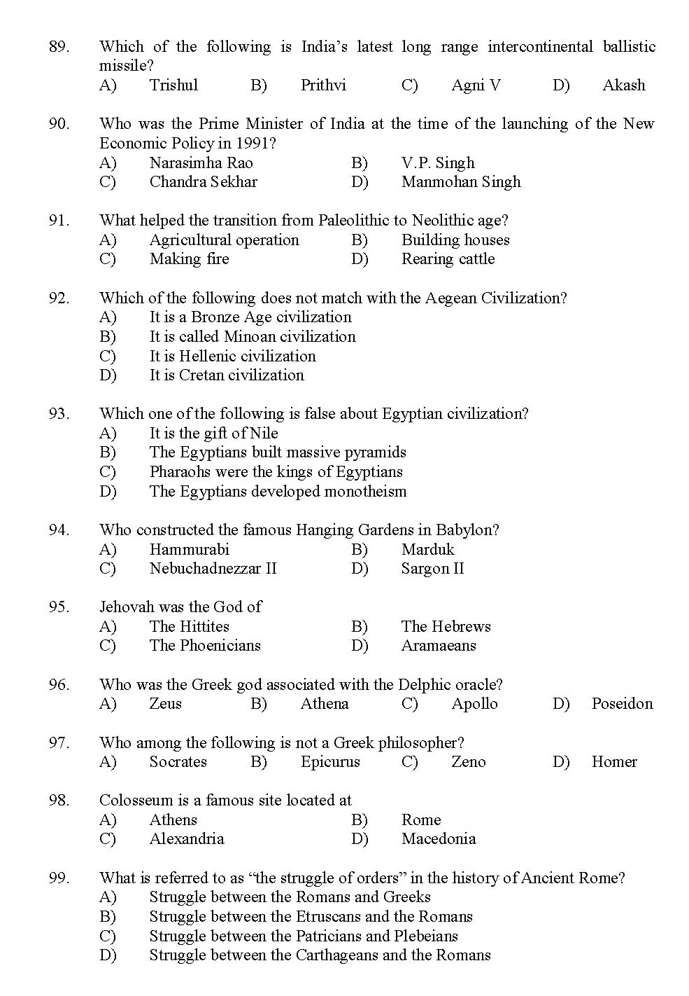 Kerala SET History Exam 2012 Question Code 12914 10