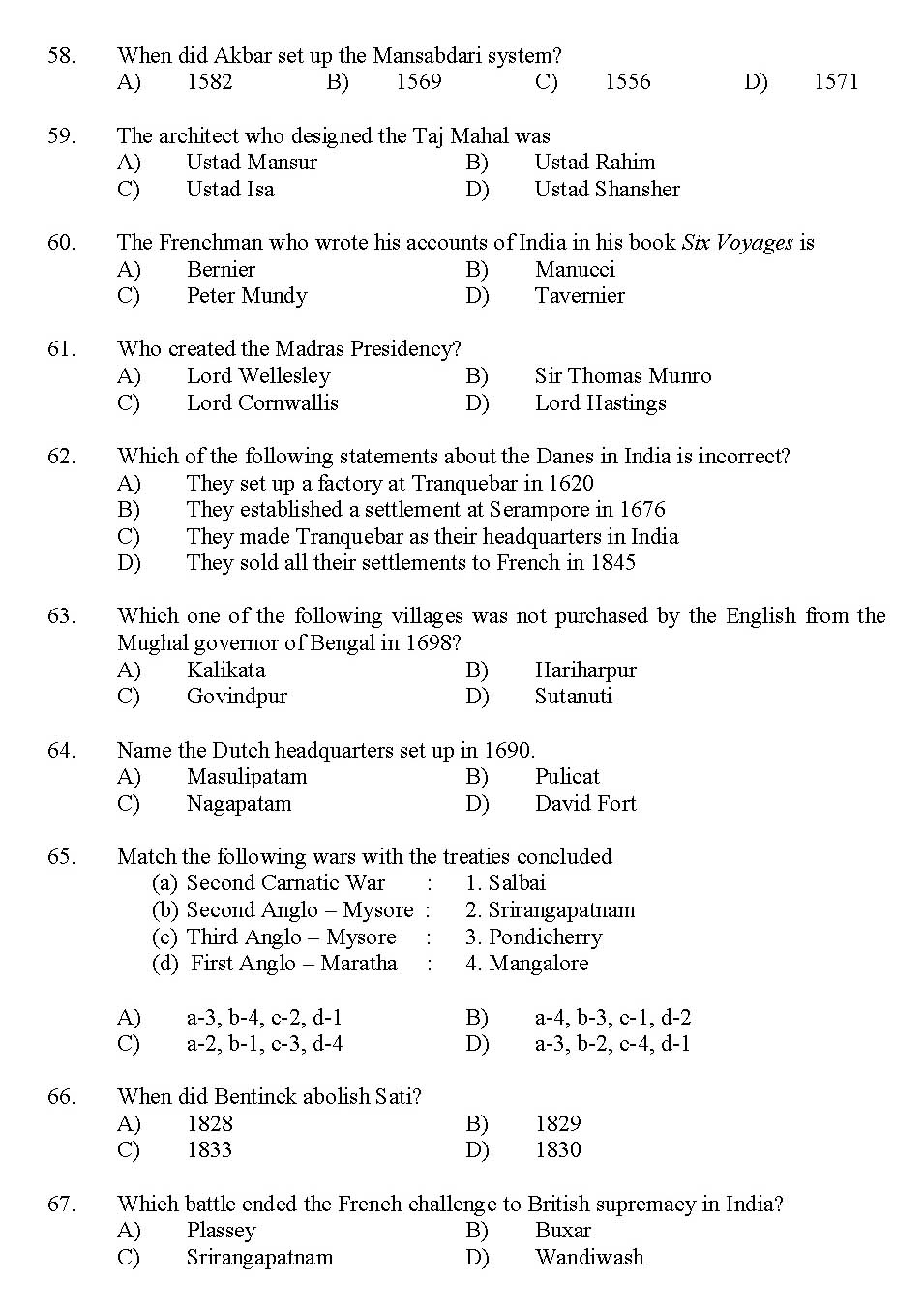 Kerala SET History Exam 2012 Question Code 12914 7