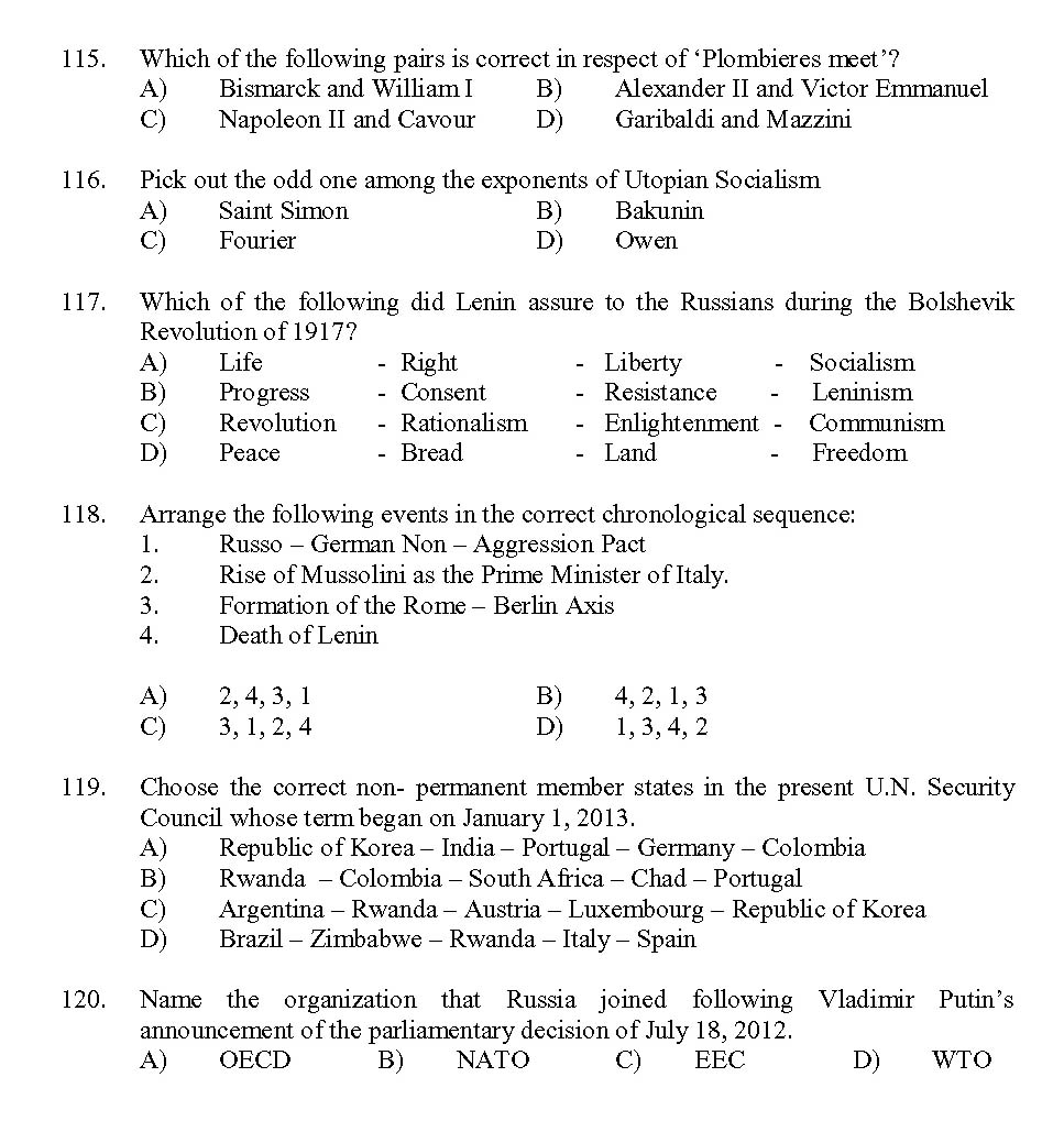 Kerala SET History Exam 2013 Question Code 13614 12