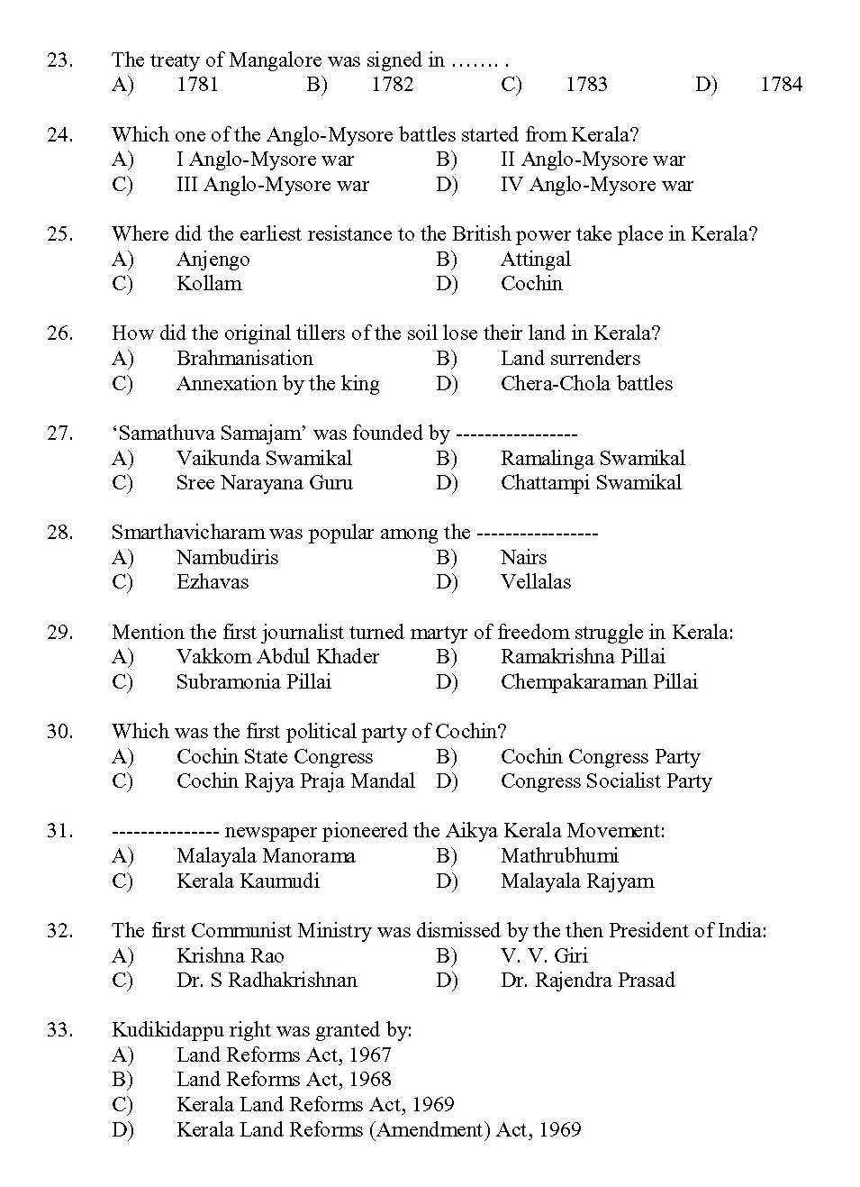 Kerala SET History Exam 2013 Question Code 13614 3