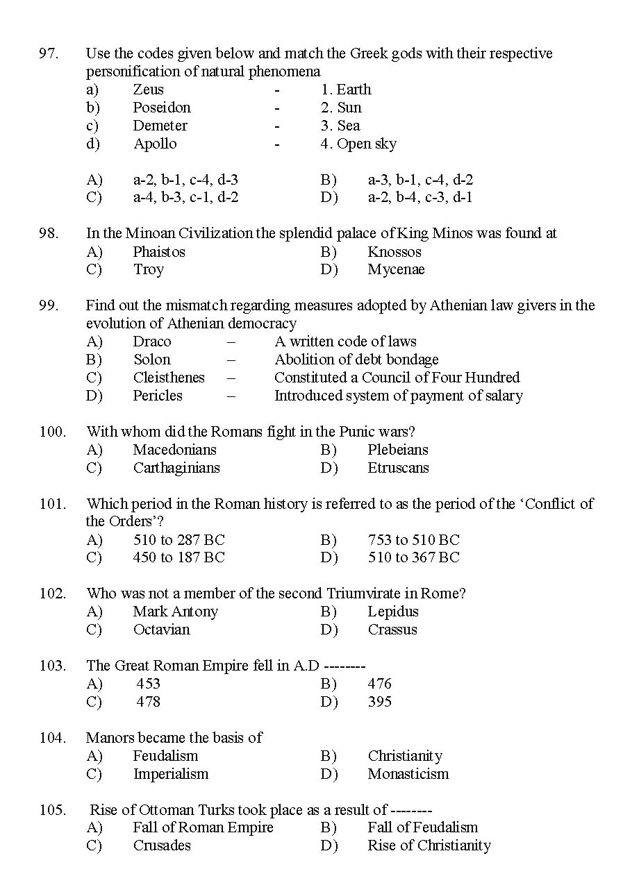 Kerala SET History Exam 2015 Question Code 15614 11