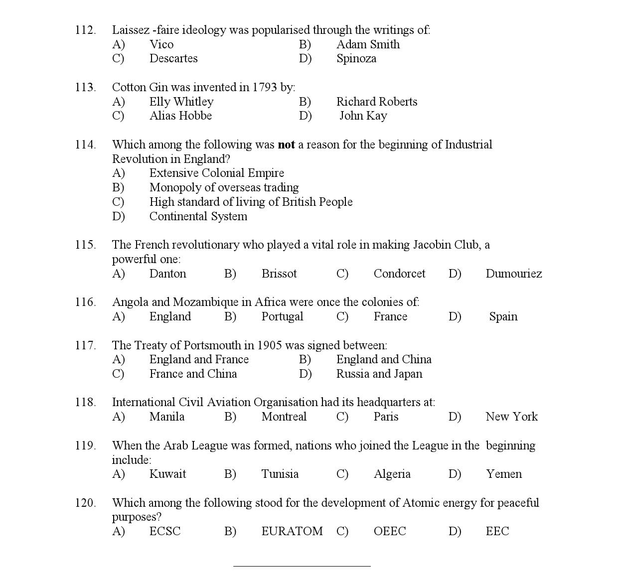 Kerala SET History Exam Question Paper February 2020 11