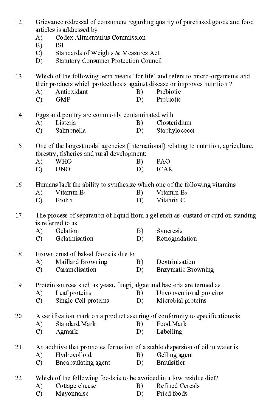 Kerala SET Home Science Exam 2011 Question Code 91115 2