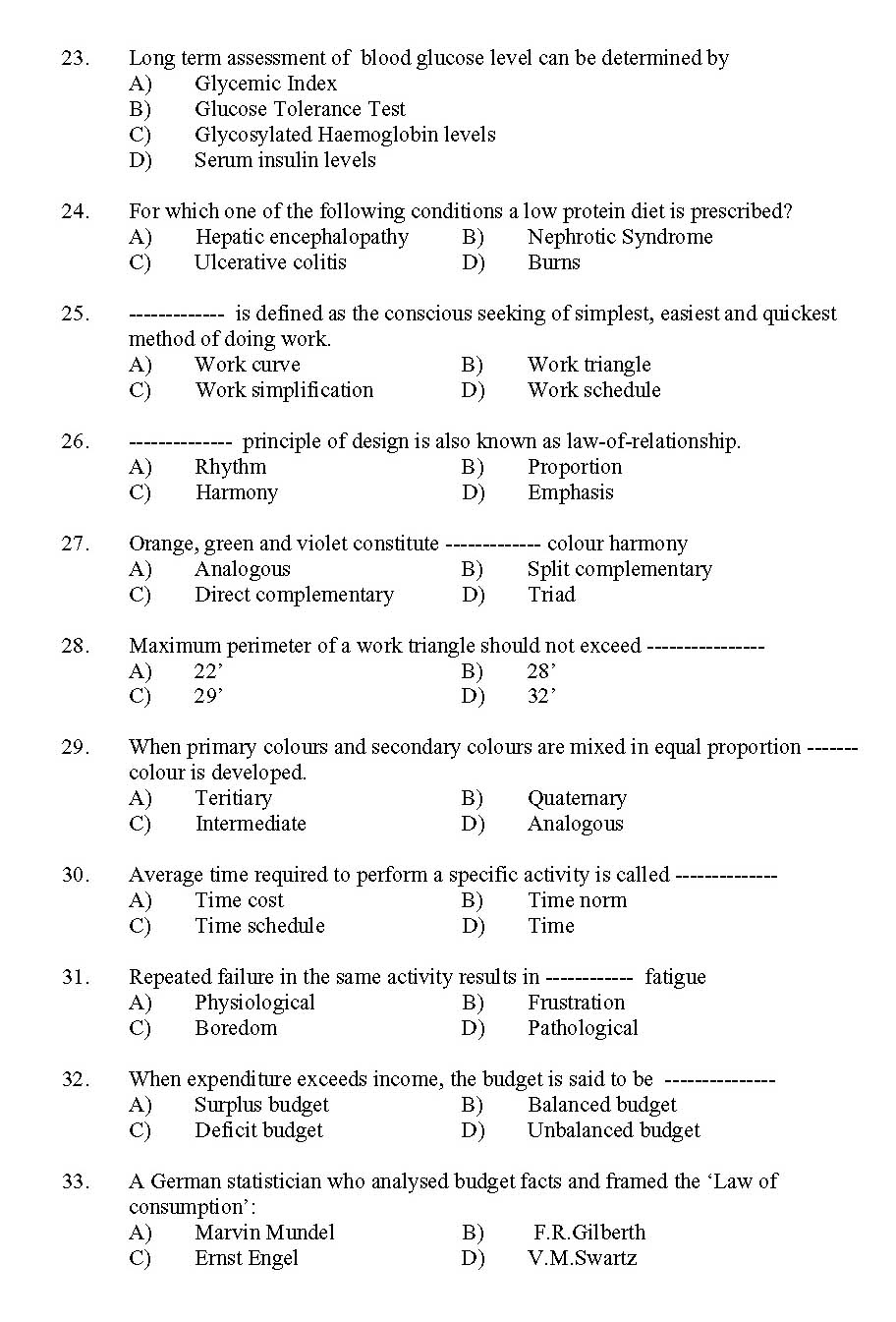 Kerala SET Home Science Exam 2011 Question Code 91115 3