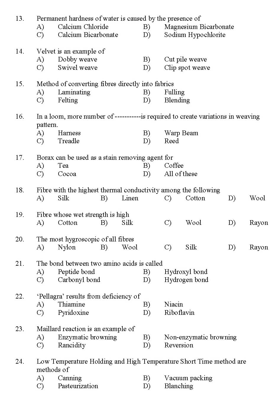 Kerala SET Home Science Exam 2012 Question Code 12915 2