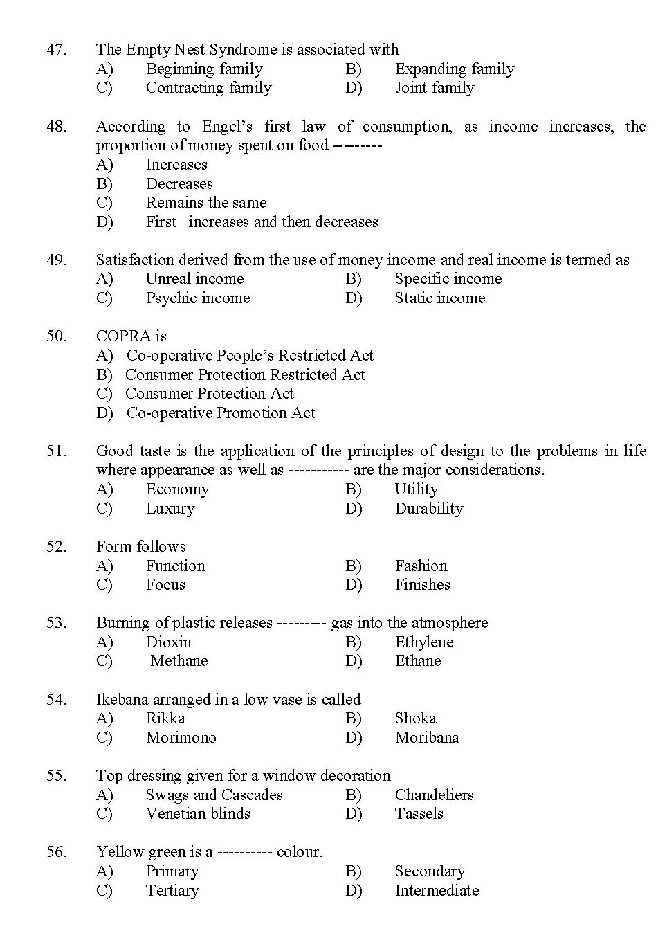 Kerala SET Home Science Exam 2012 Question Code 12915 5