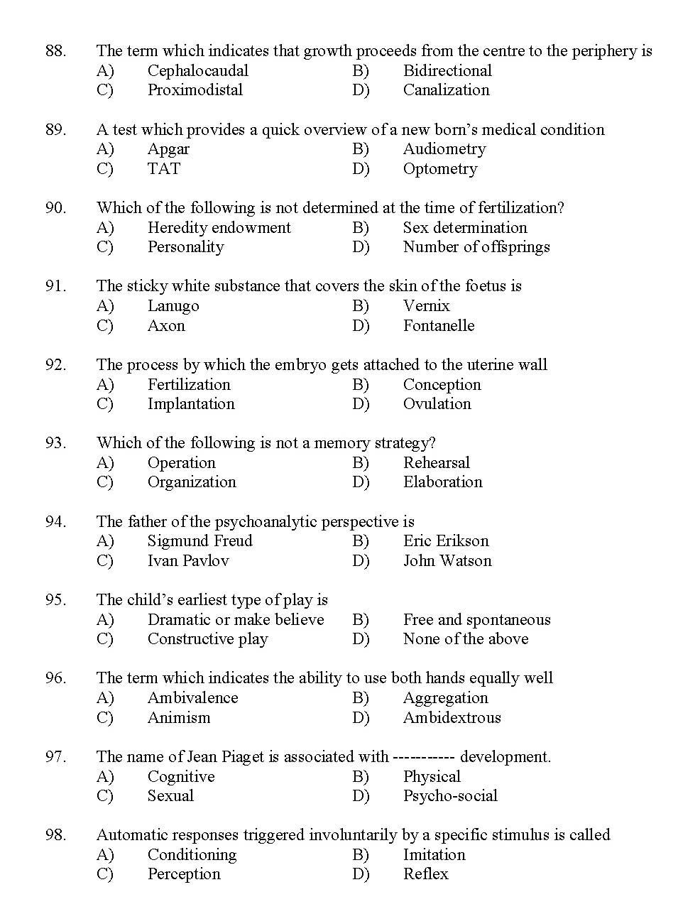 Kerala SET Home Science Exam 2012 Question Code 12915 9