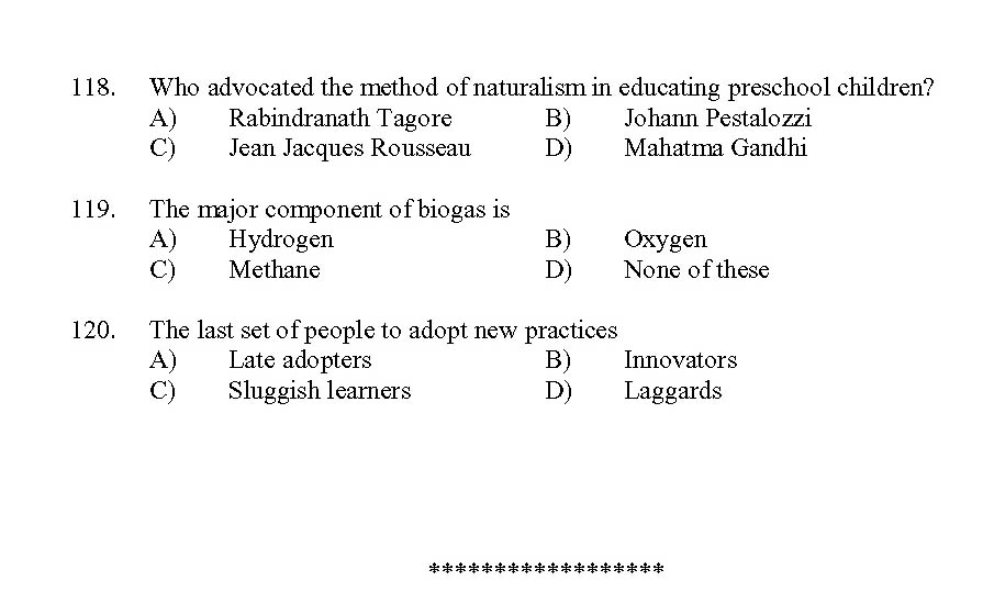 Kerala SET Home Science Exam 2013 Question Code 13615 12