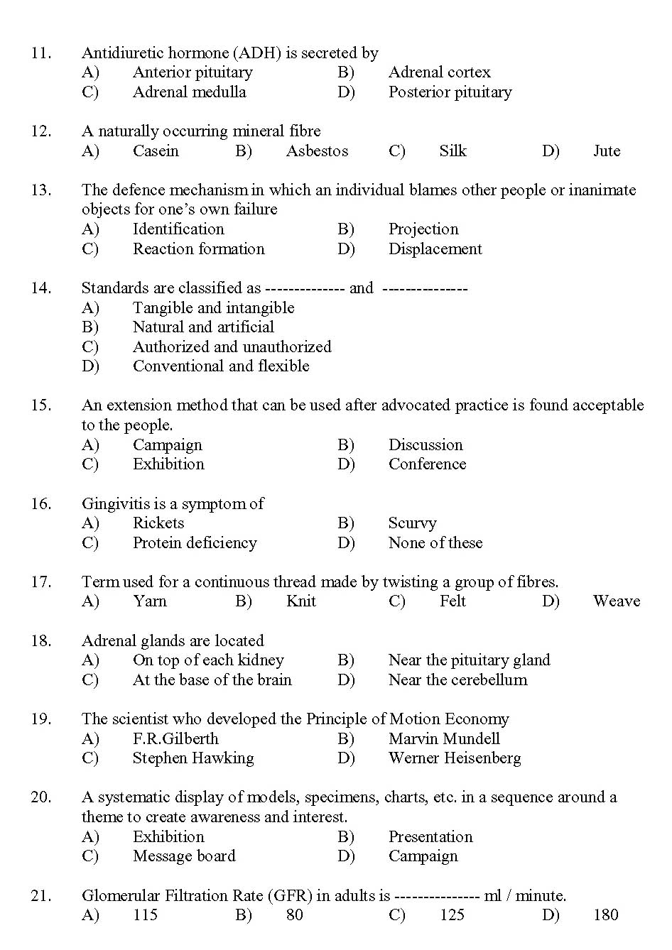 Kerala SET Home Science Exam 2013 Question Code 13615 2