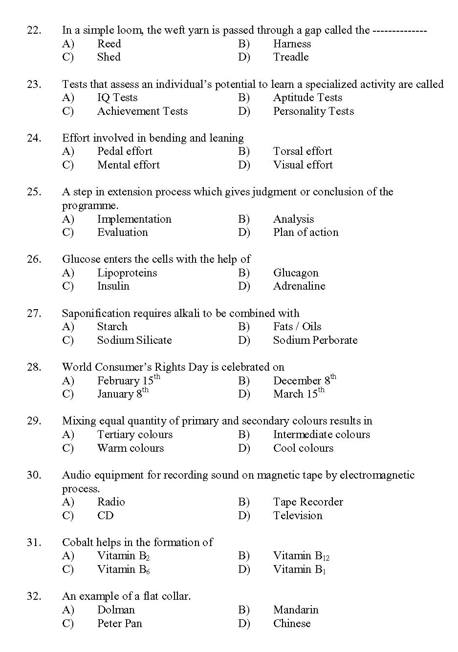 Kerala SET Home Science Exam 2013 Question Code 13615 3