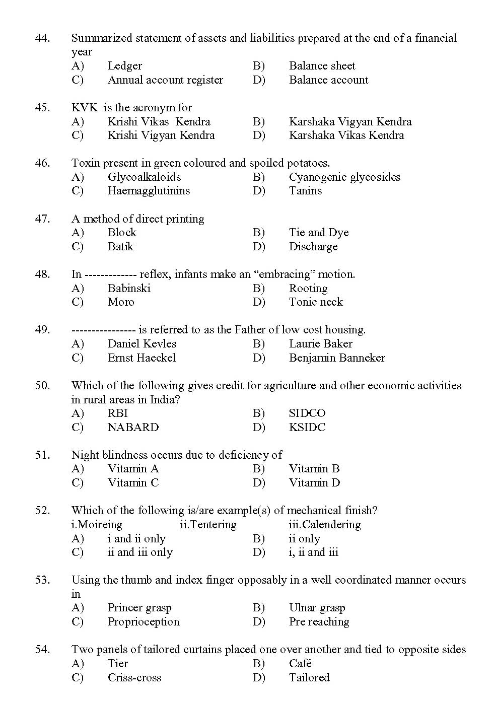 Kerala SET Home Science Exam 2013 Question Code 13615 5