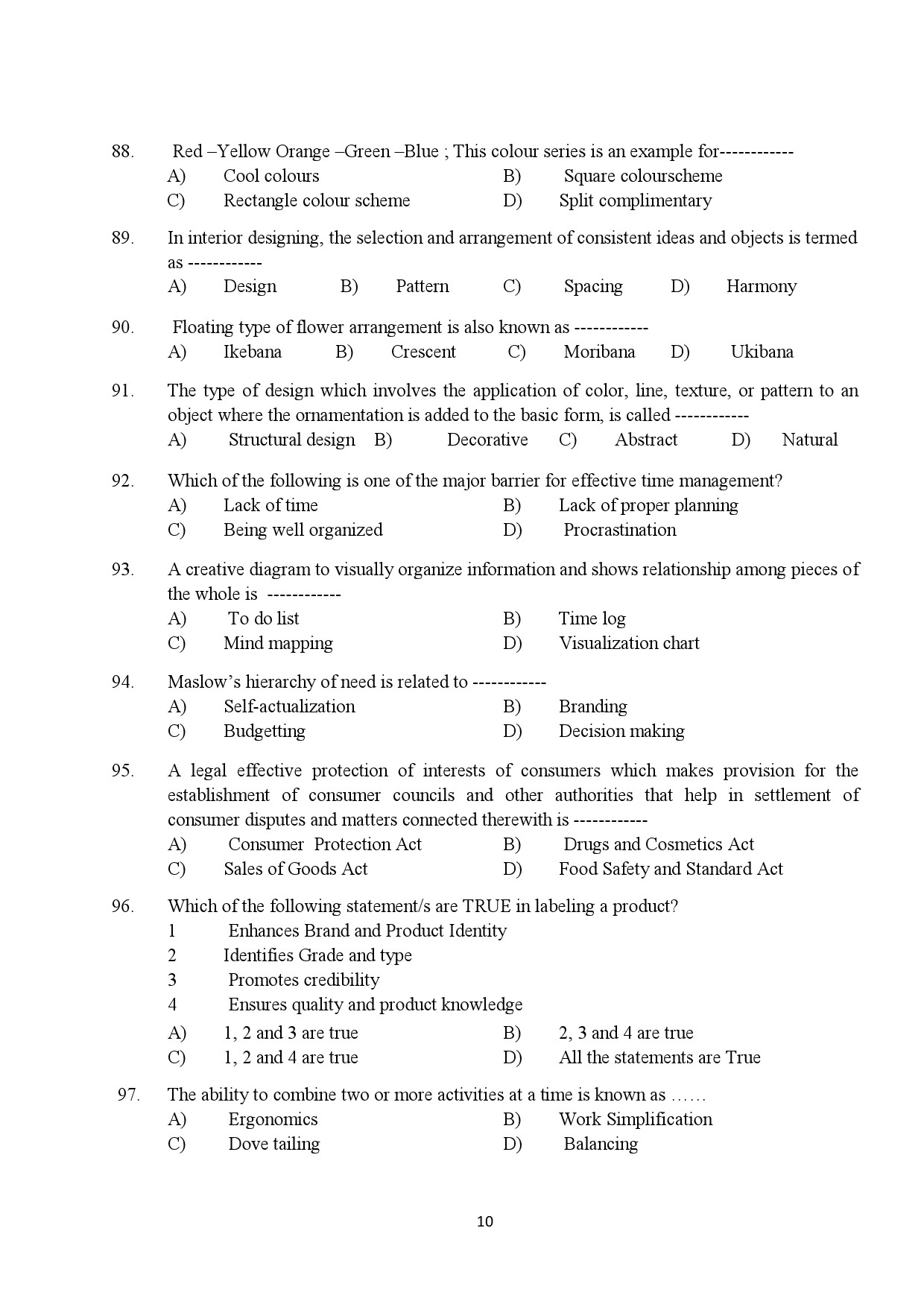Kerala SET Home Science Exam Question Paper July 2018 10