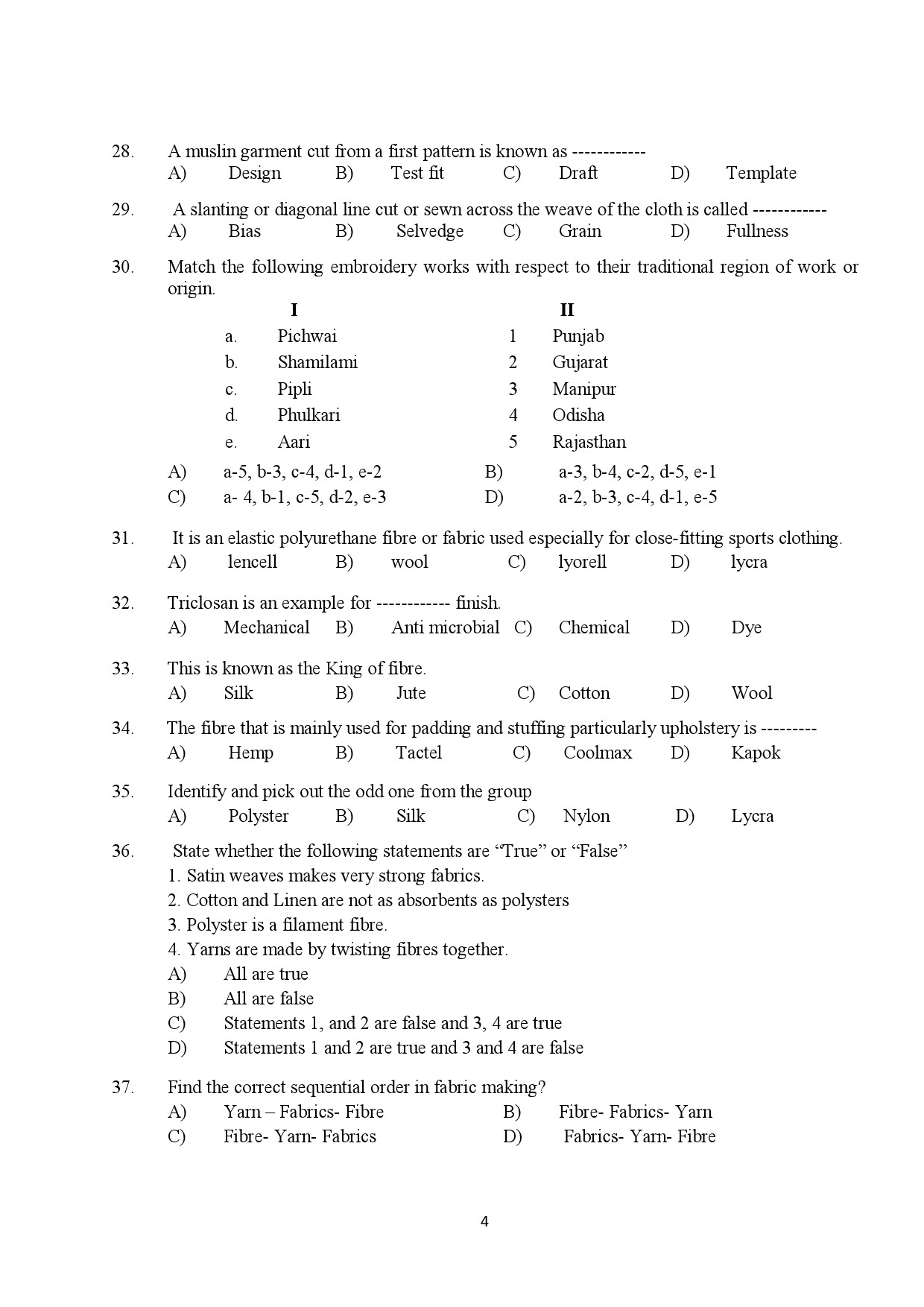 Kerala SET Home Science Exam Question Paper July 2018 4