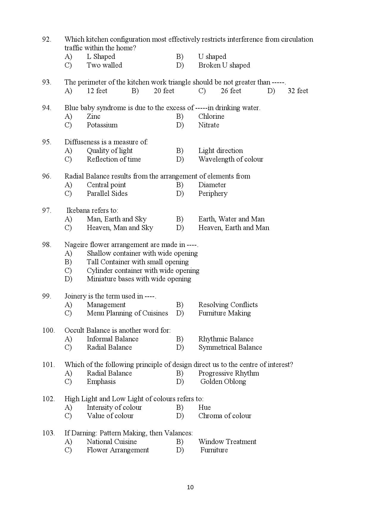 Kerala SET Home Science Exam Question Paper July 2019 10