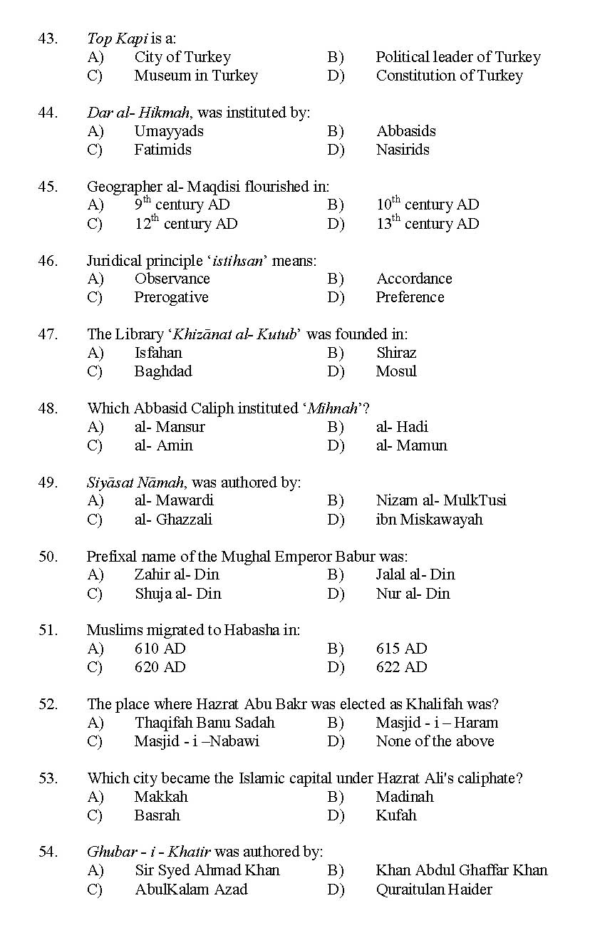 Kerala SET Islamic History Exam 2015 Question Code 15616 5