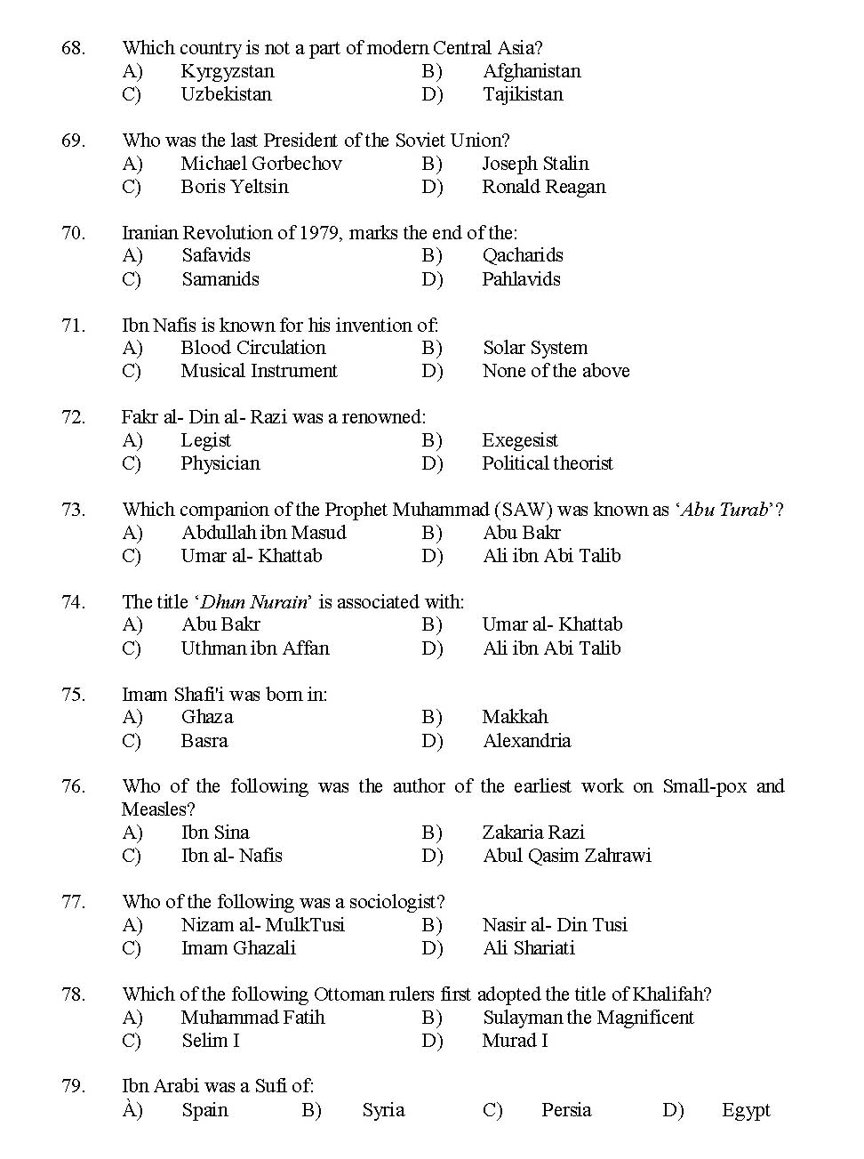 Kerala SET Islamic History Exam 2015 Question Code 15616 7