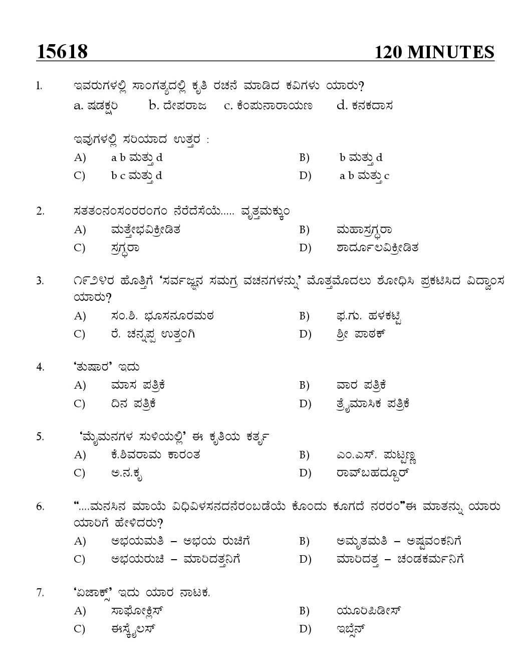 Kerala SET Kannada Exam 2015 Question Code 15618 1