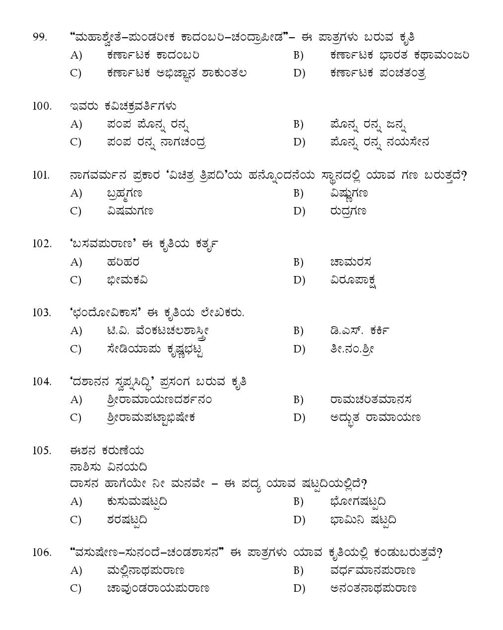 Kerala SET Kannada Exam 2015 Question Code 15618 13