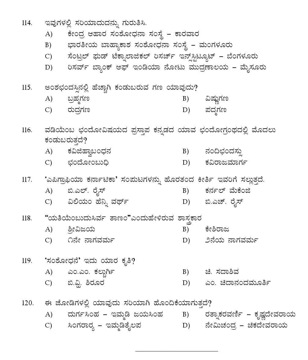 Kerala SET Kannada Exam 2015 Question Code 15618 15