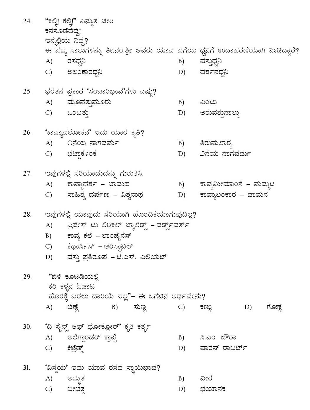 Kerala SET Kannada Exam 2015 Question Code 15618 4