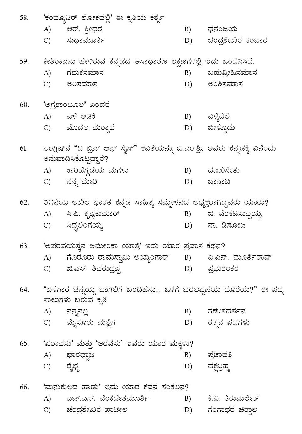 Kerala SET Kannada Exam 2015 Question Code 15618 8