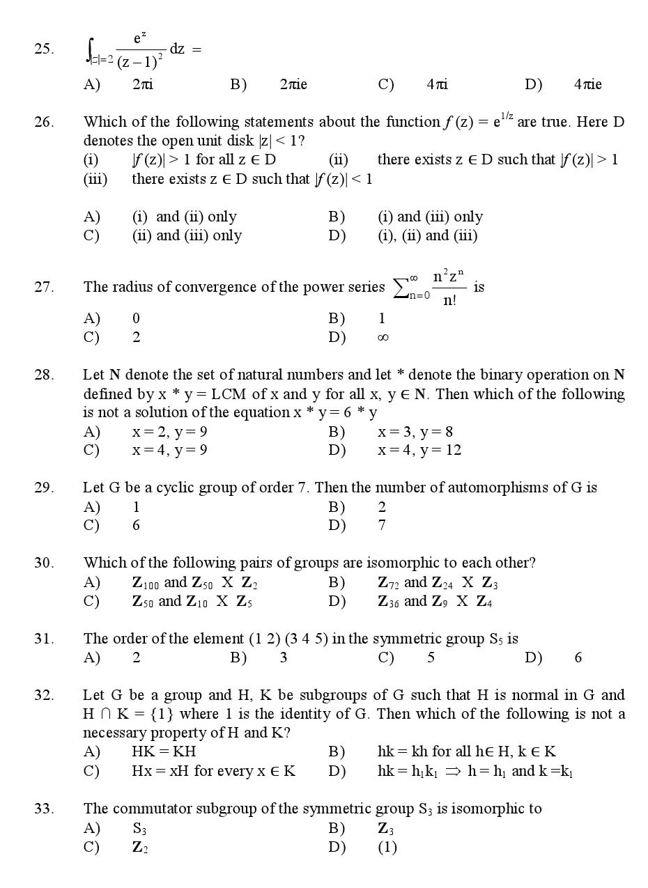Kerala SET Mathematics Exam 2016 Question Code 16621 A 4