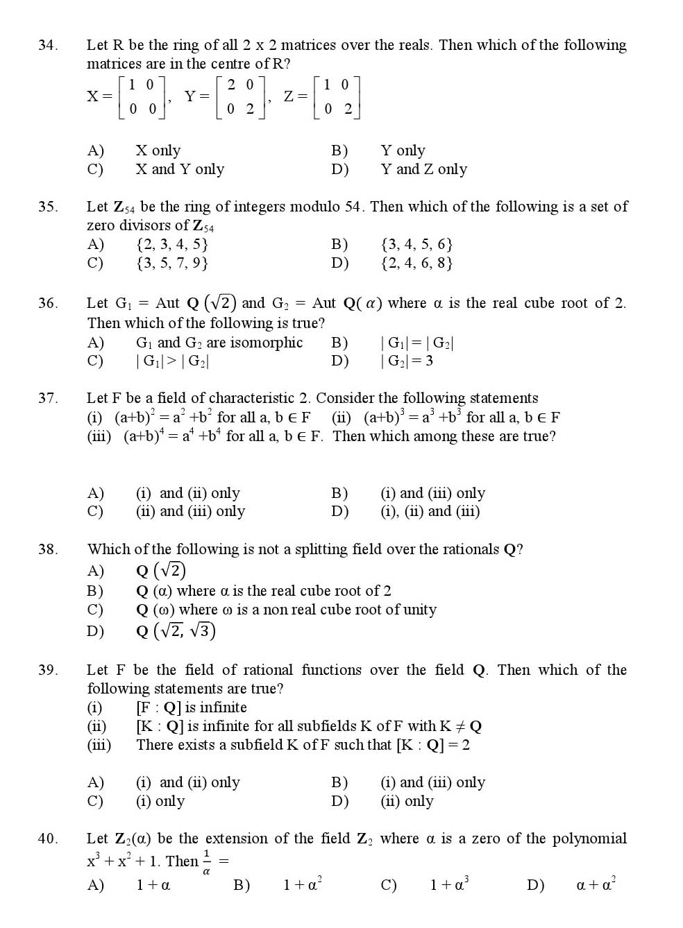 Kerala SET Mathematics Exam 2016 Question Code 16621 A 5