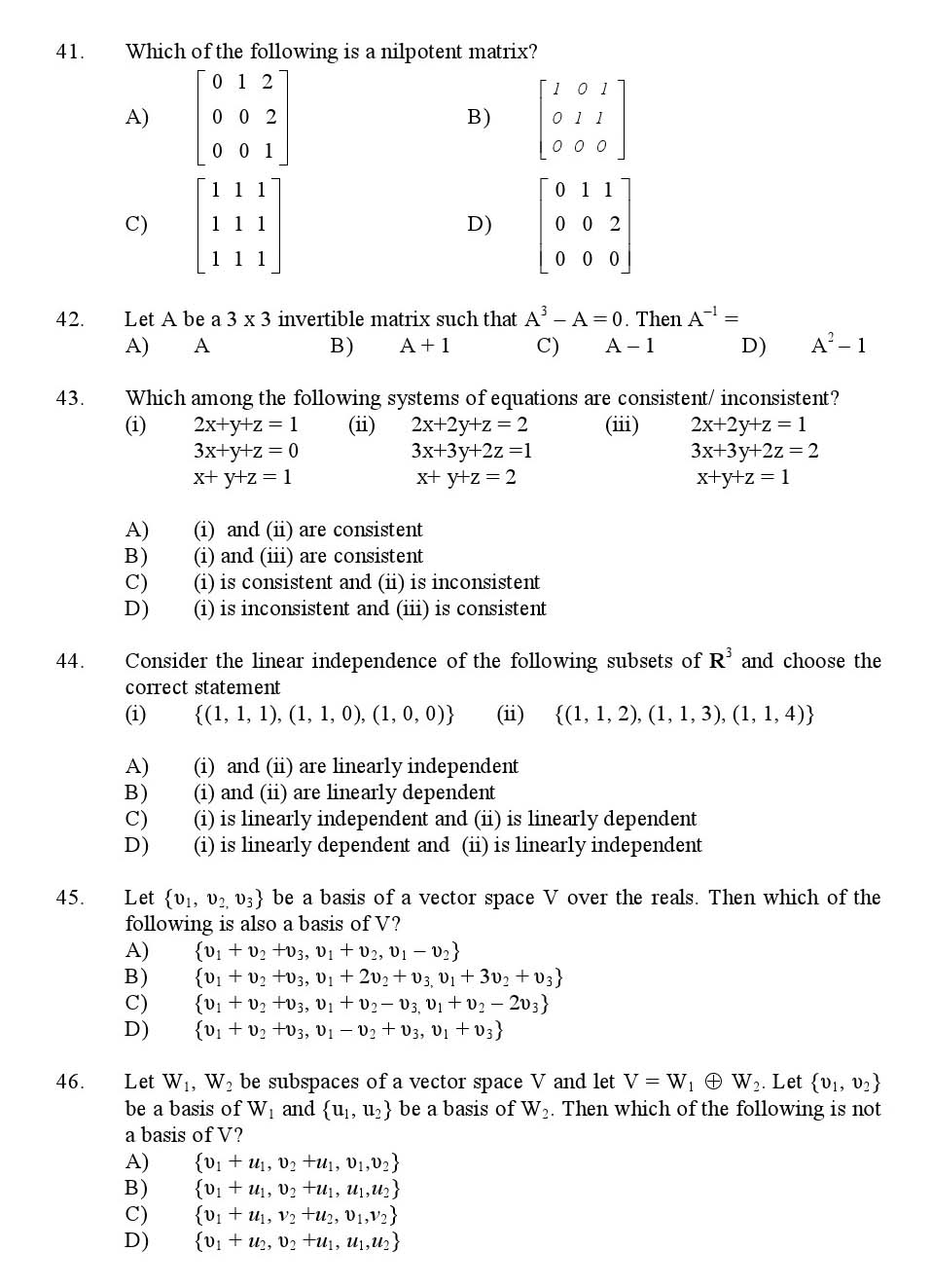 Kerala SET Mathematics Exam 2016 Question Code 16621 A 6