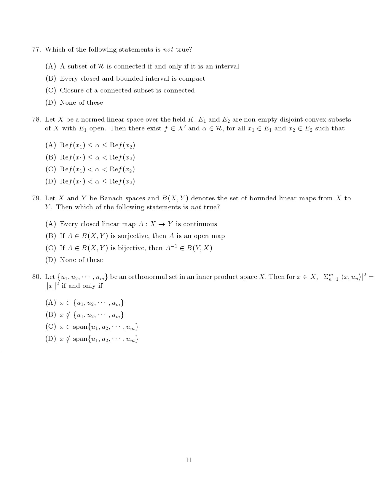 Kerala SET Mathematics Exam Question Paper January 2022 11