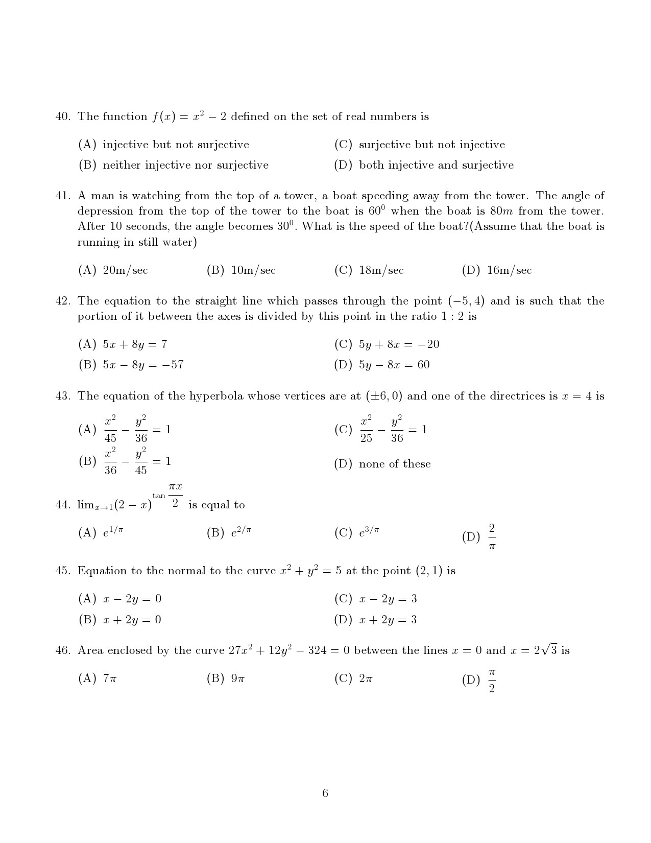 Kerala SET Mathematics Exam Question Paper January 2022 6
