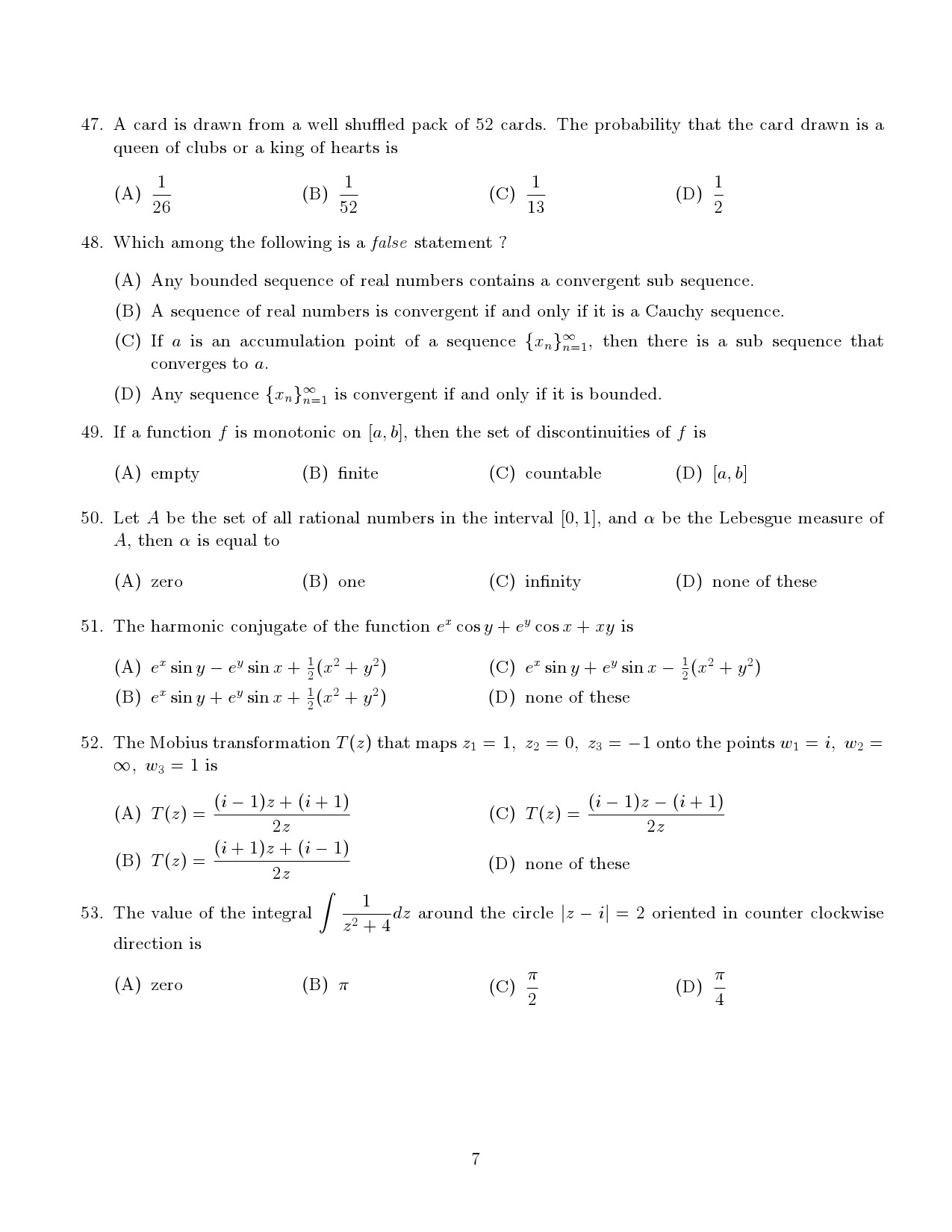 Kerala SET Mathematics Exam Question Paper January 2022 7
