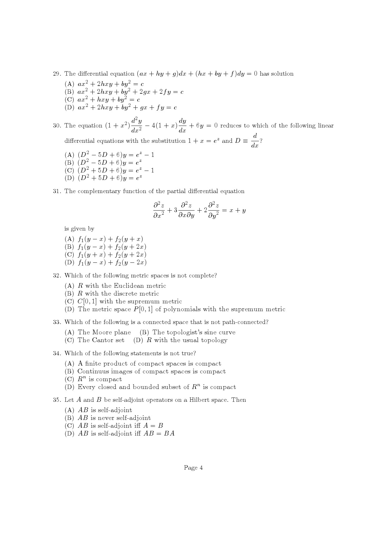 Kerala SET Mathematics Exam Question Paper July 2022 4