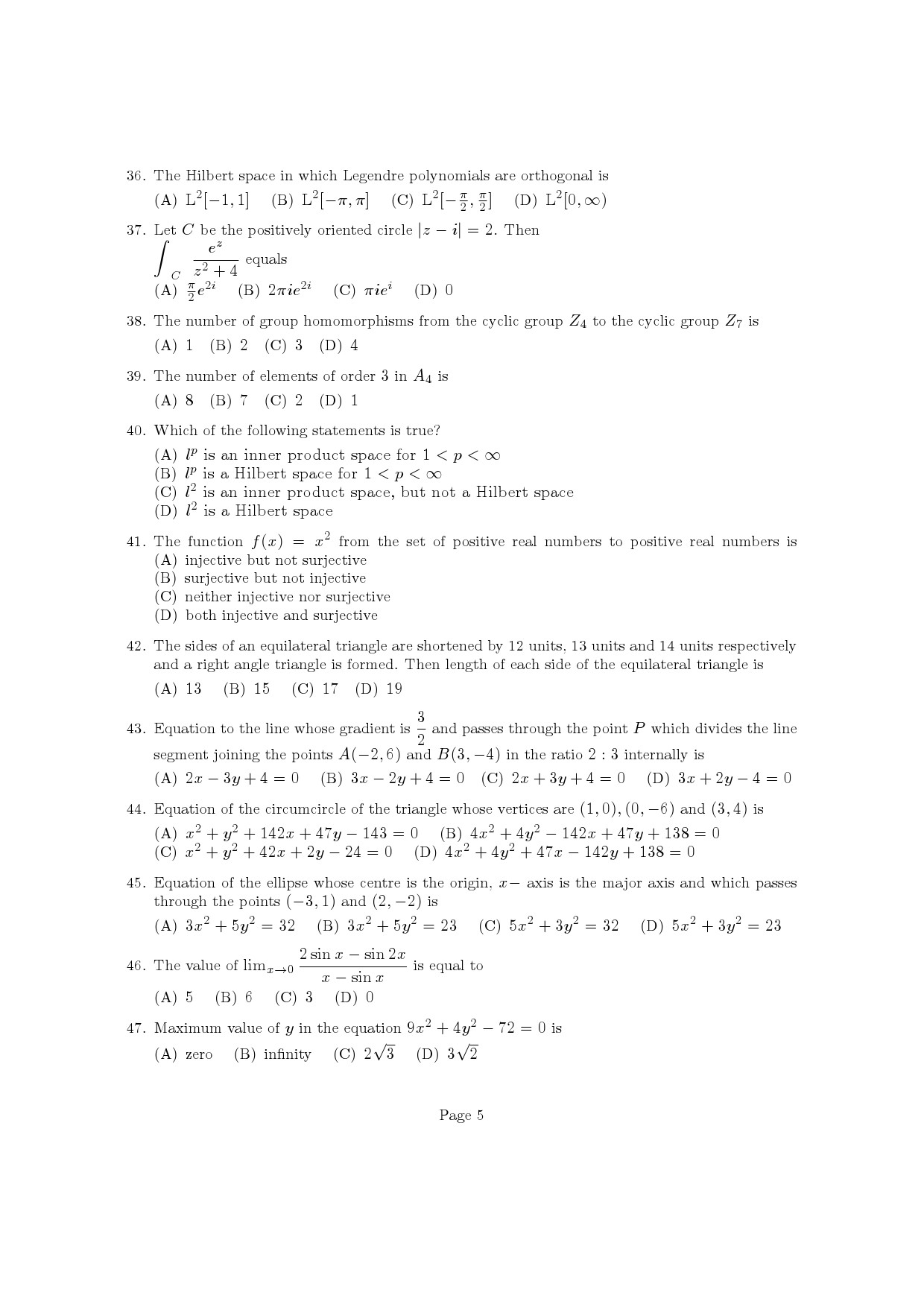 Kerala SET Mathematics Exam Question Paper July 2022 5