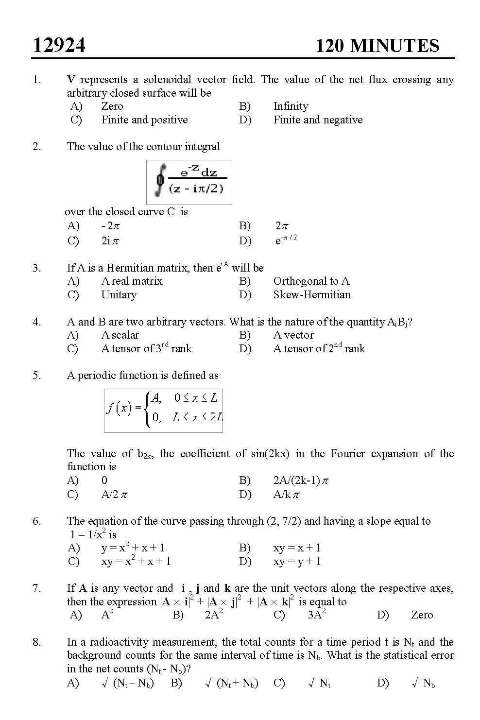 Kerala SET Physics Exam 2012 Question Code 12924 1