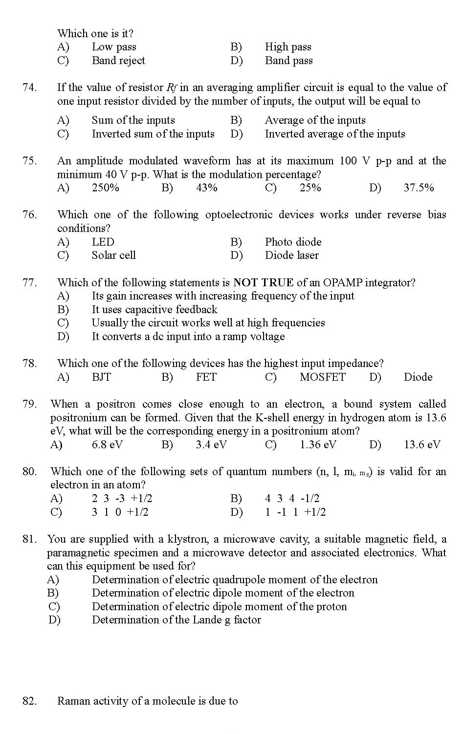 Kerala SET Physics Exam 2012 Question Code 12924 11