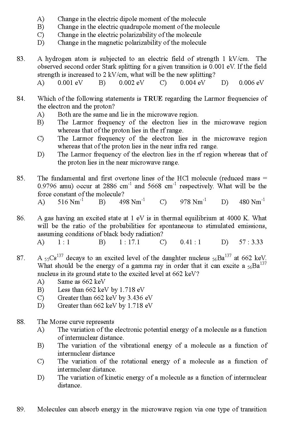 Kerala SET Physics Exam 2012 Question Code 12924 12