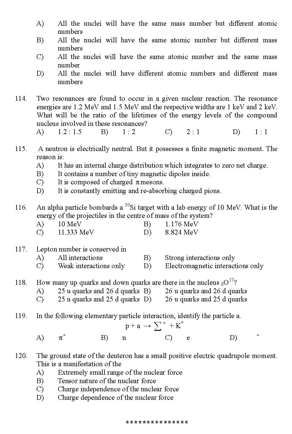 Kerala SET Physics Exam 2012 Question Code 12924 16
