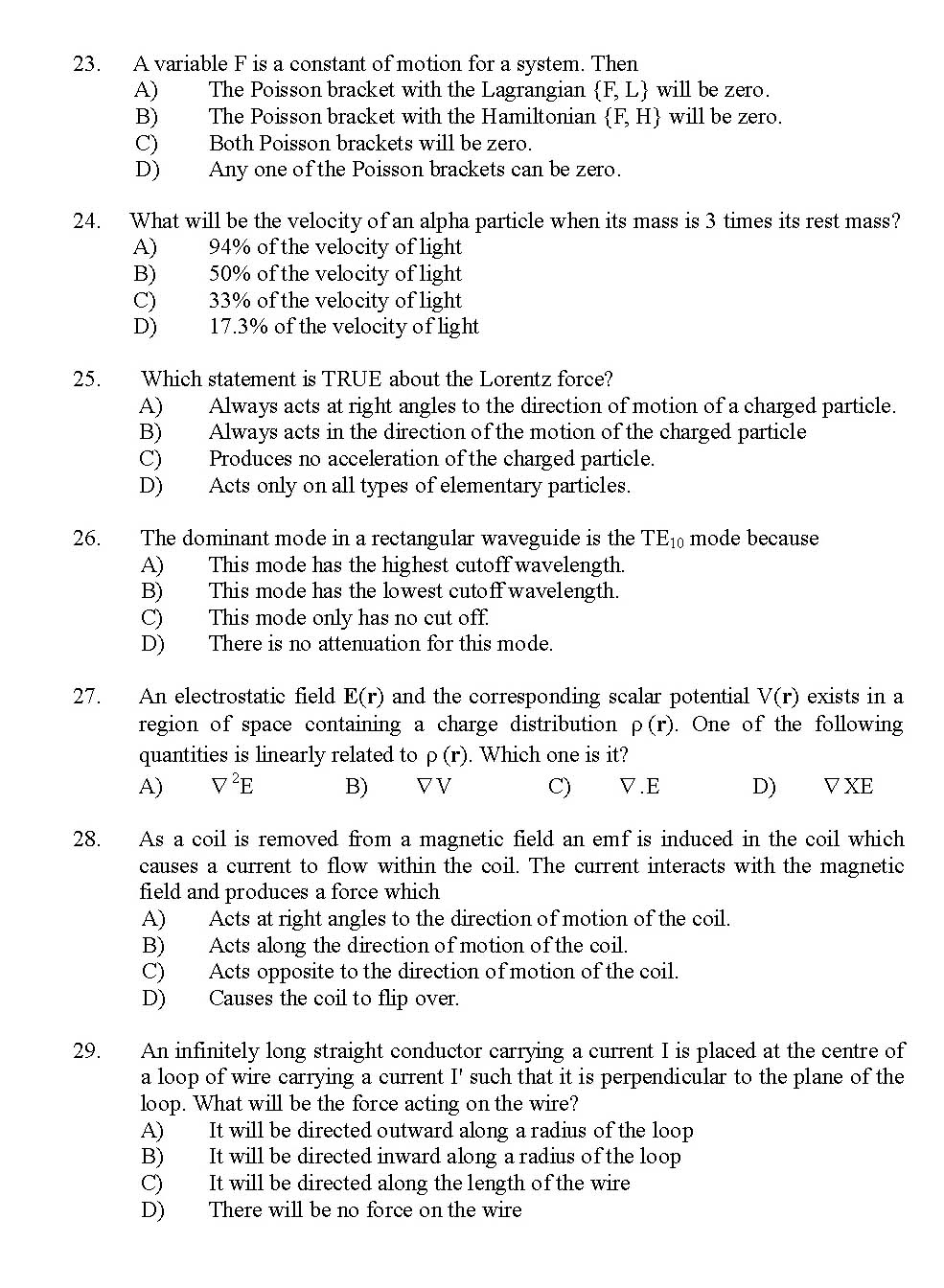 Kerala SET Physics Exam 2012 Question Code 12924 4