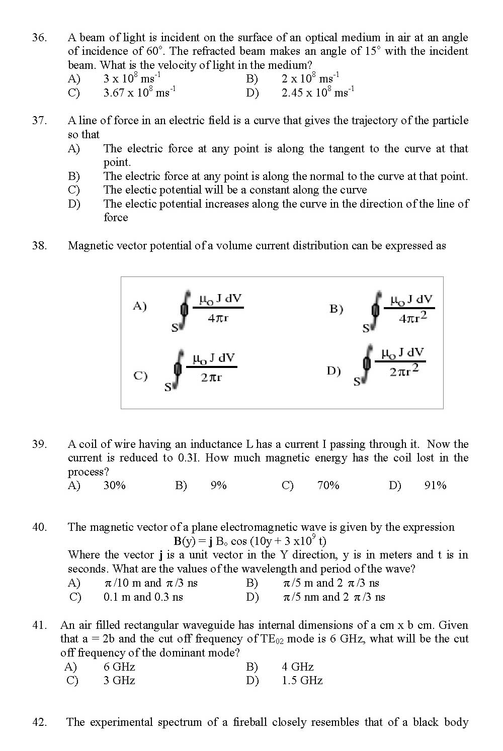 Kerala SET Physics Exam 2012 Question Code 12924 6