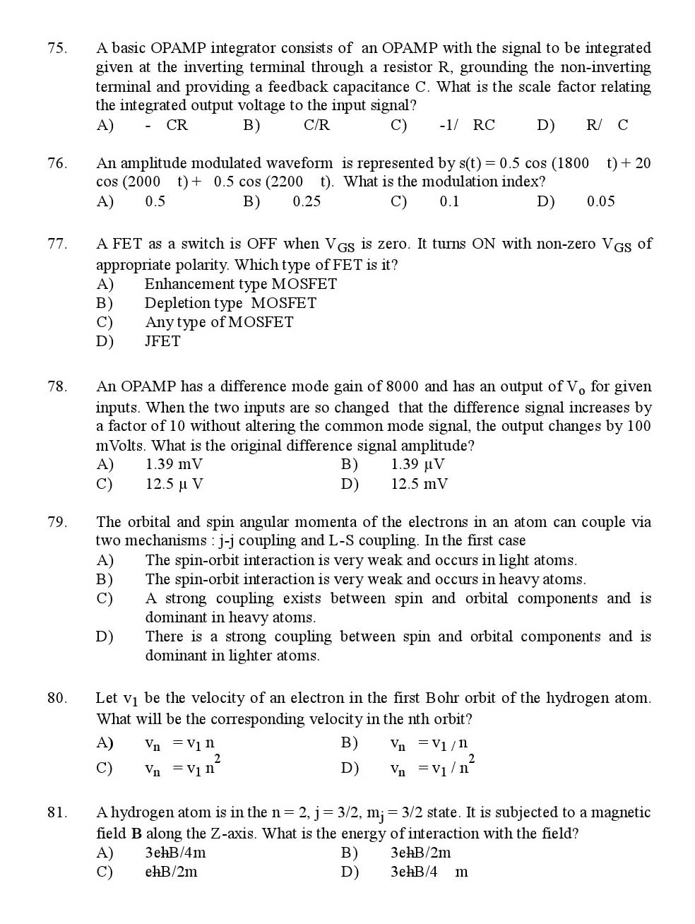 Kerala SET Physics Exam 2013 Question Code 13624 12